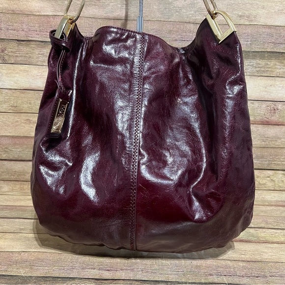 Badgley Mischka Maroon Leather Hobo Bag - Picture 2 of 10